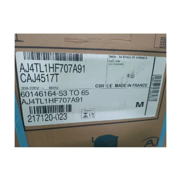 COMPRESOR HERMETICO TECUMSEH FRANCES 1 1/2HP CAJ4517T R22 220V - Imagen 2
